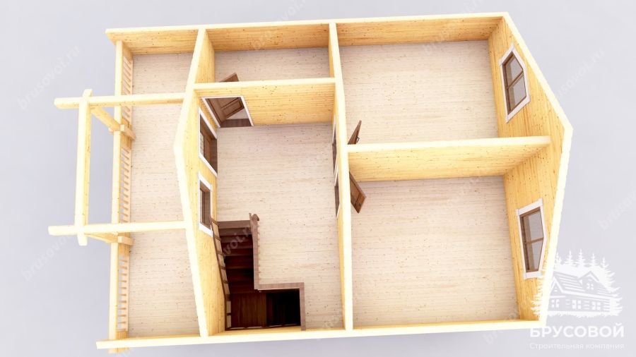 3d План второго этажа проект БРУСОВОЙ №-93