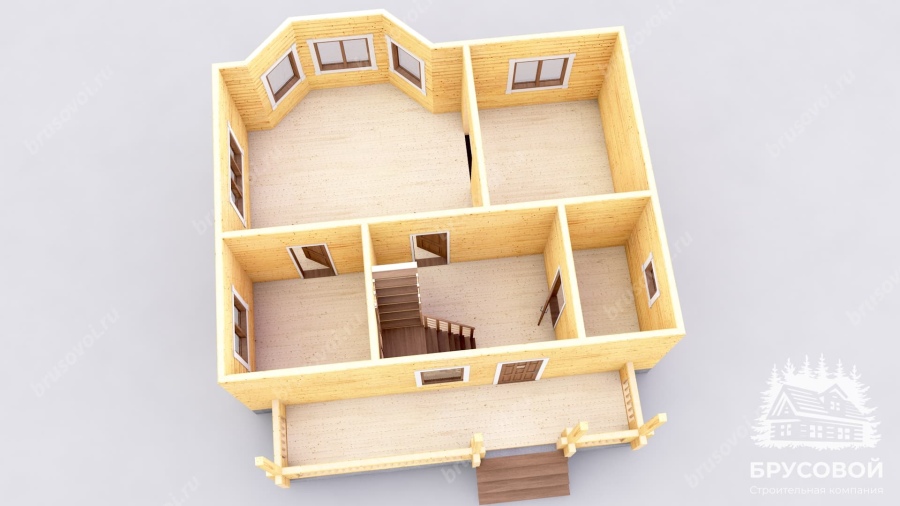 3d План первого этажа проект БРУСОВОЙ №-94