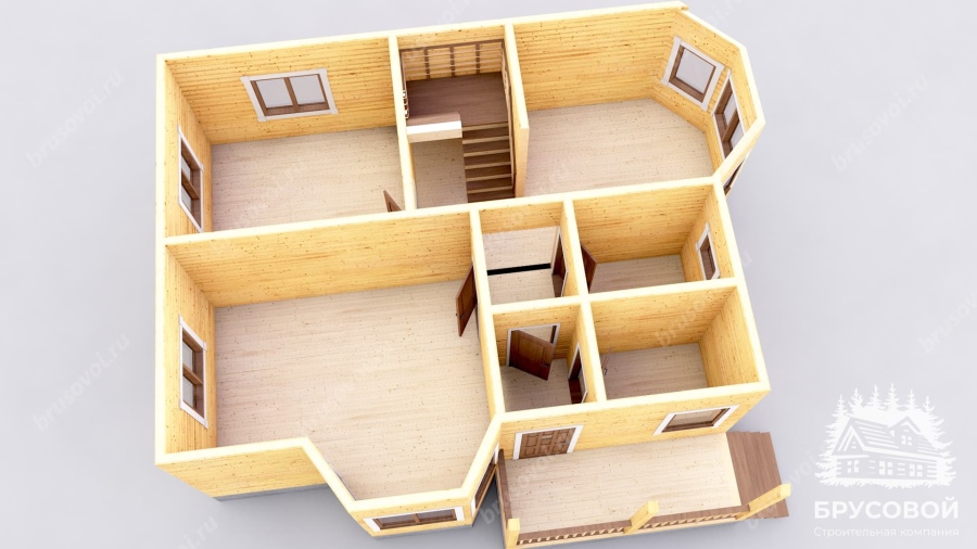 3d План первого этажа проект БРУСОВОЙ №-95