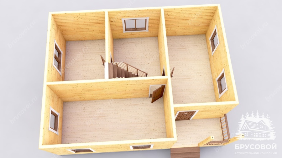 3d План первого этажа проект БРУСОВОЙ №-96