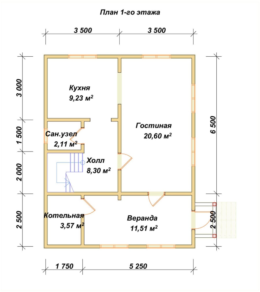 План первого этажа проект БРУСОВОЙ №-97