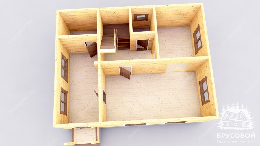 3d План первого этажа проект БРУСОВОЙ №-97