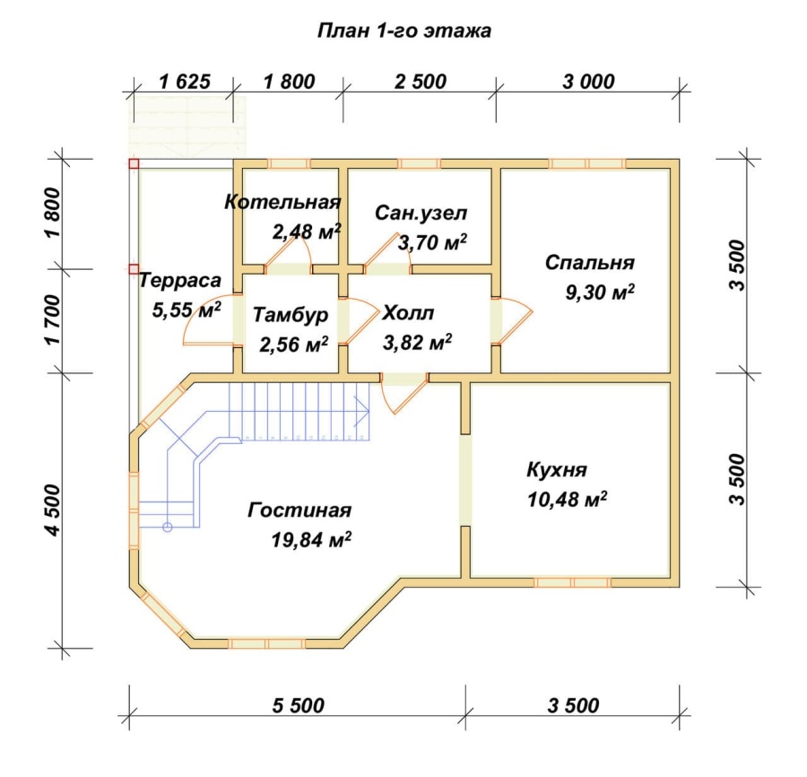 План первого этажа проект БРУСОВОЙ №-98
