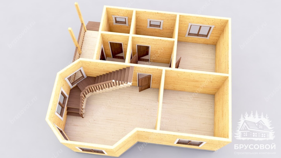 3d План первого этажа проект БРУСОВОЙ №-98