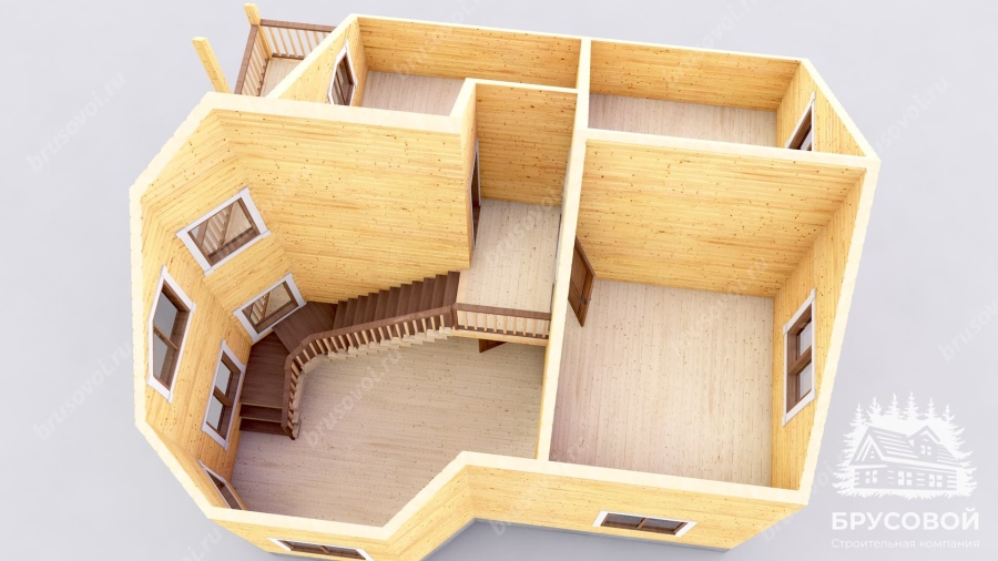 3d План второго этажа проект БРУСОВОЙ №-98