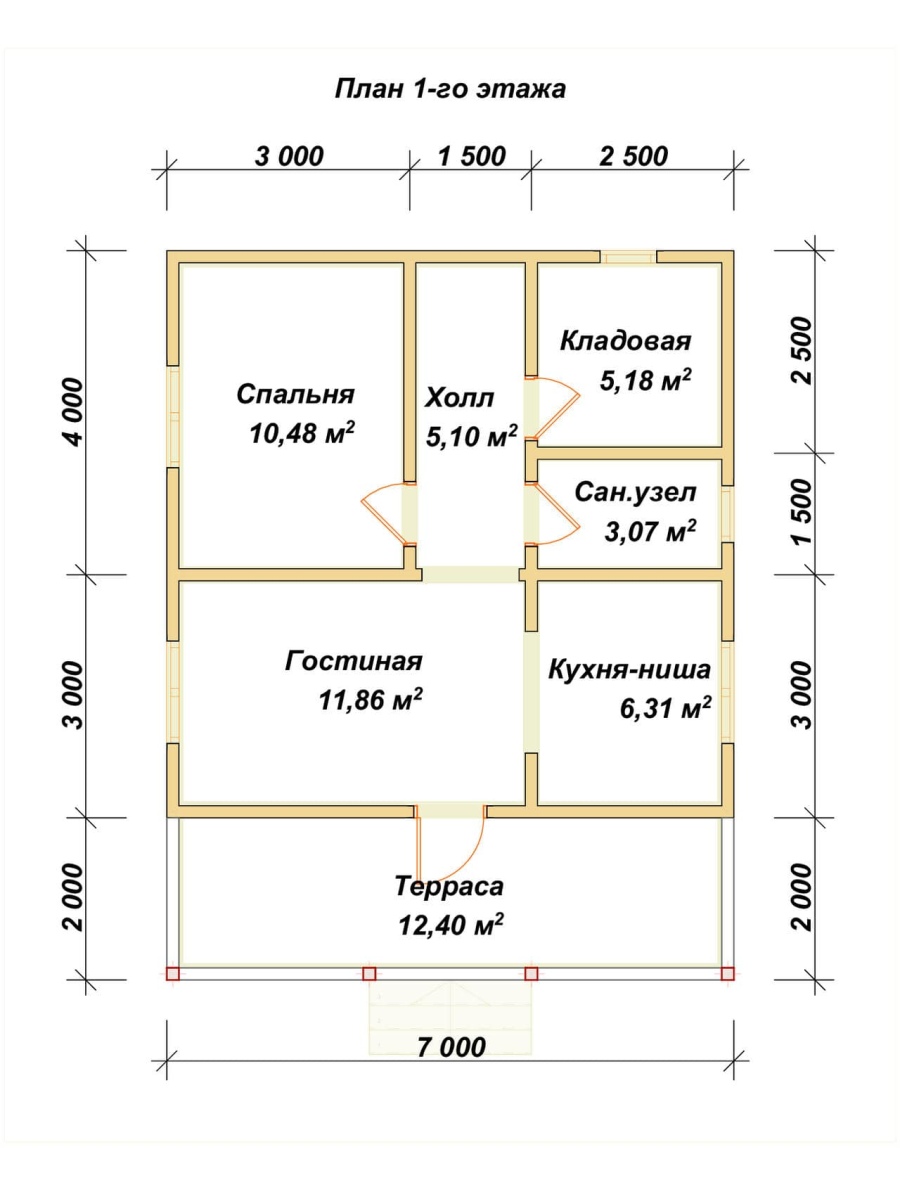 План первого этажа проект БРУСОВОЙ №-99