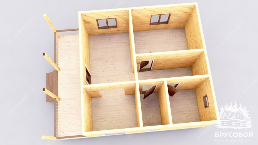 3d План первого этажа проект БРУСОВОЙ №-99